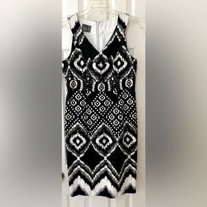 Sleeveless Black White Dress Zipper Back Womens  Size 8